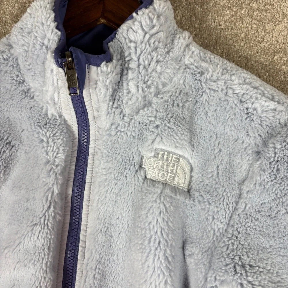 The North Face Girls Reversible Mossbud Swirl Jacket Blue Fleece Size M 10